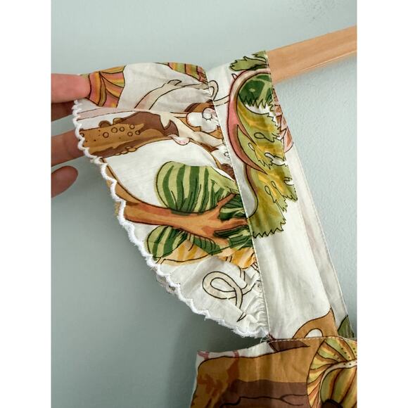 Juliet Dunn | Baby Doll Top Floral Print Embroidered | Sz S (Sz 1) - Picture 4 of 9